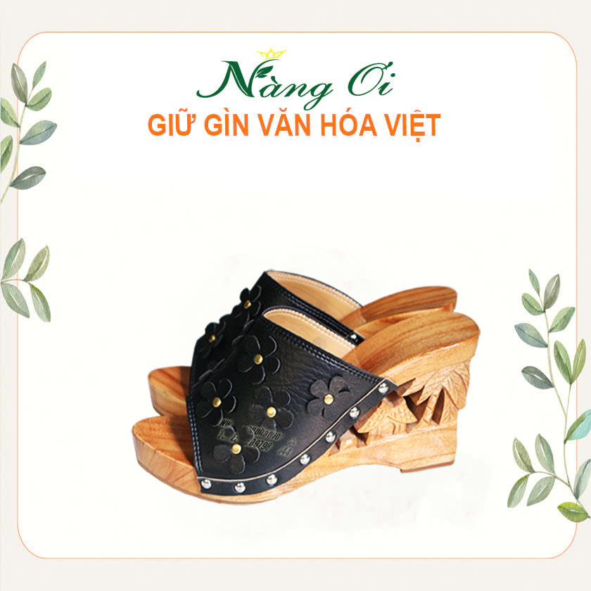 Guốc gỗ chạm khắc quê hương cao 10cm đuoực làm từ gỗ xoan vườn tự nhiên 